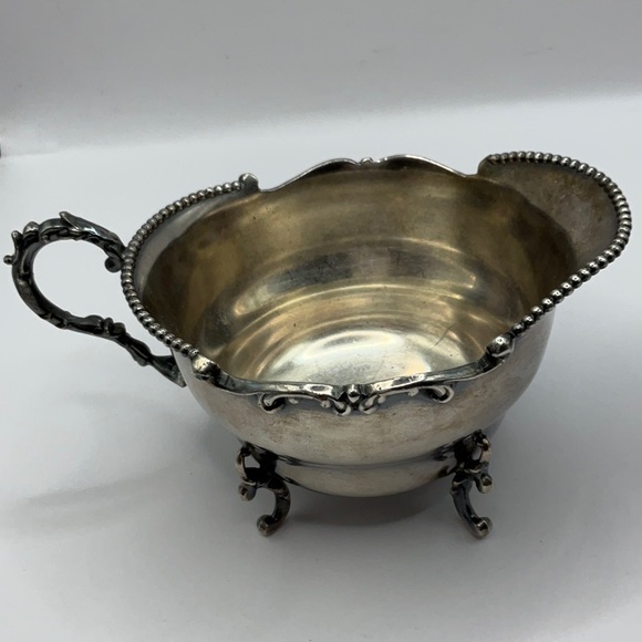 Vintage Rochester Stamping Co. Silver plated Sugar & Cream Bowl gold tone inside - Picture 2 of 7